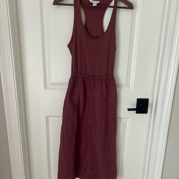 Athleta Women's Sleeveless Midi Dress Tawny Rose Baja Linen Sz S Athleisure - Picture 3 of 10